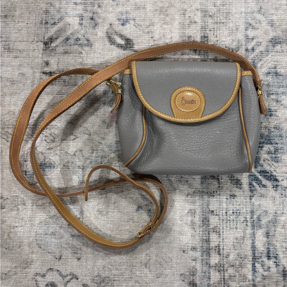 Gancio leather grey shoulder bag
